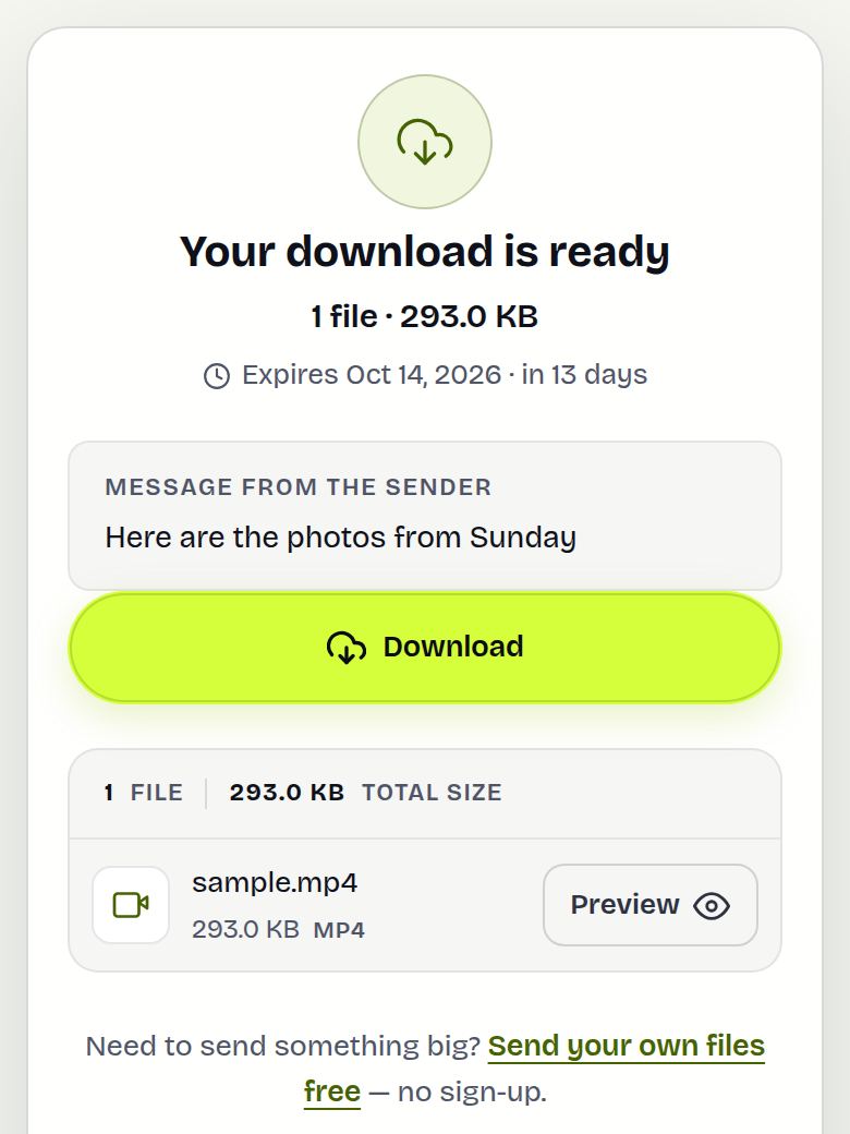 The download page with the Download button